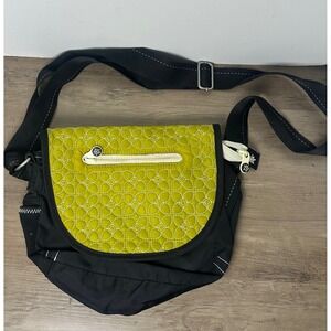 Sherpani Quilted Flower Crossbody Bag Yellow Black Adjustable Strap